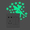 Luminous Five-Pointed Star Wall Stickers for Bedroom and Living Room, Creative Fluorescent Switch Animal Decals.