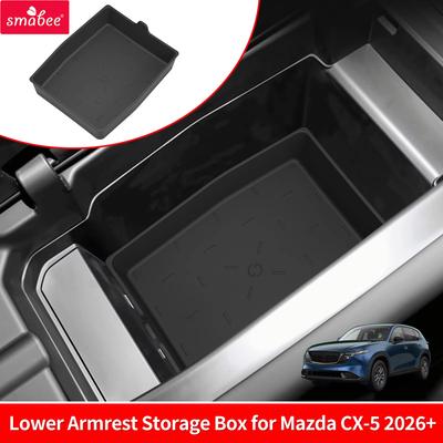 Smabee for Mazda CX-5 CX5 2026 Car Center Armrest Lower Storage Box TPE Tray Organizers Accessories Tidying Black