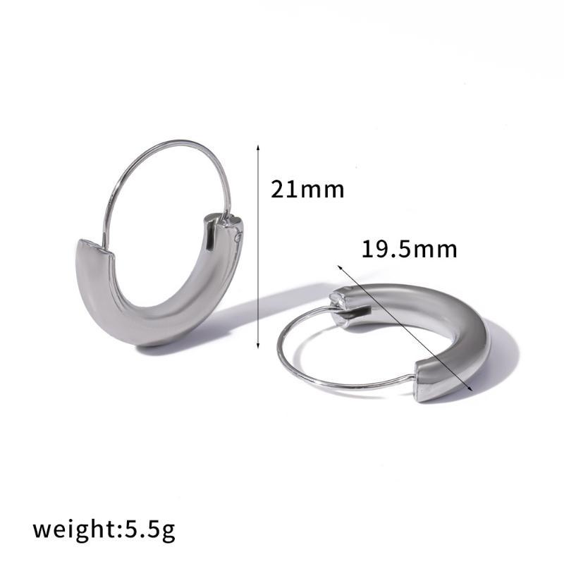 Nickel Free Glossy Stainless Steel Hoop Earrings Geometric Circle Fashion Jewelry for Women Sensitive Ears