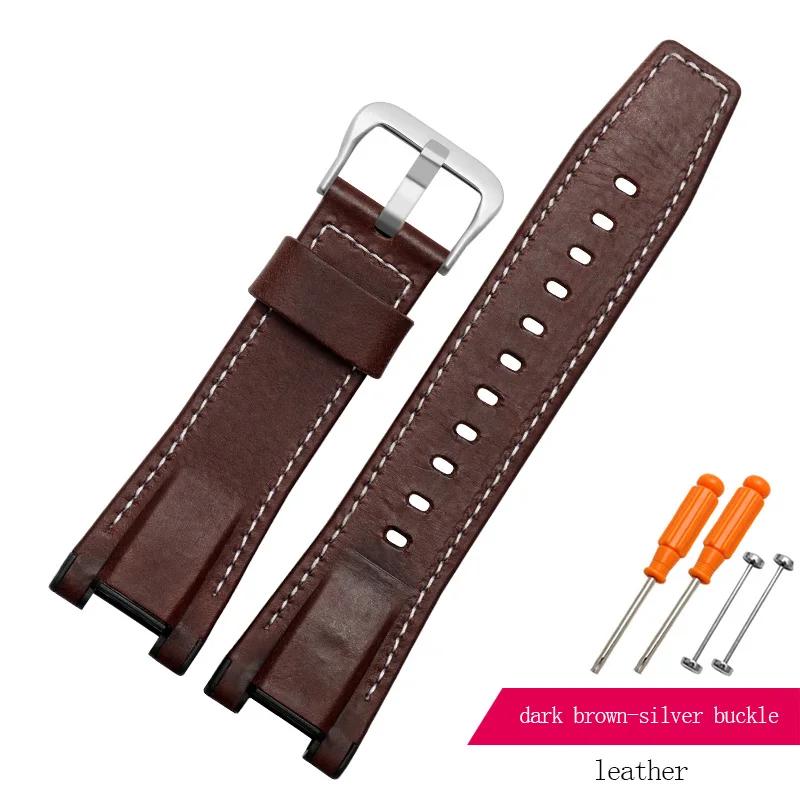 For G-SHOCK GST-W120L S130L S310 B100 Genuine Leather Nylon Canvas Watch Strap Black Brown Yellow Men Watchband