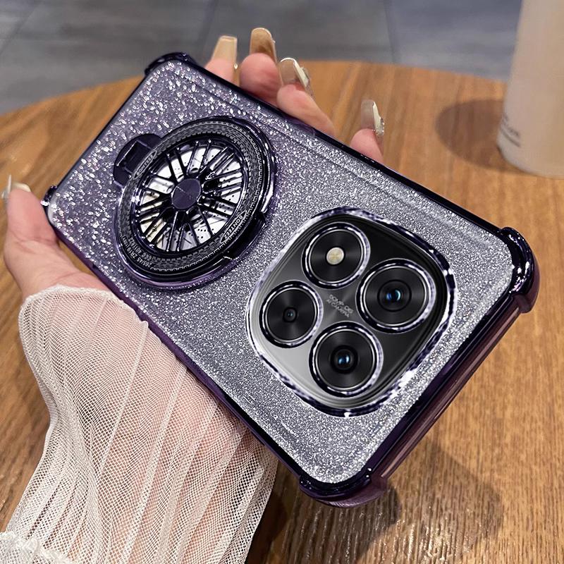Gyro Holder Glitter Case For Xiaomi Redmi Note 14 Pro Plus 5G 13 12 Turbo 3 4 15C 14C 13C Clear Shockproof Plating Soft Cover