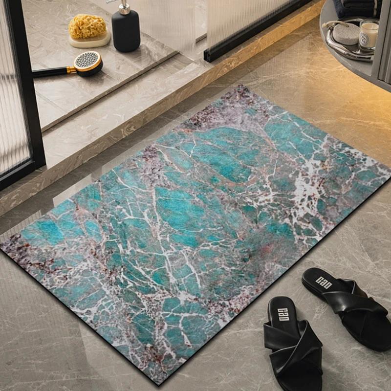 Bathroom anti slip absorbent mat with luxurious marble pattern toilet quick drying floor mat bathroom rug toilet mat