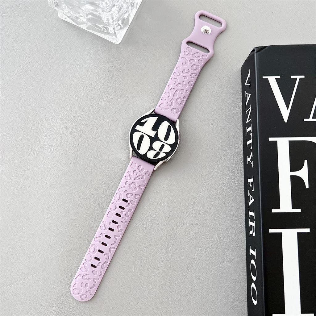 20mm 22mm Leopard Engraved Band for Samsung Galaxy Watch 6 5 4 40mm 44mm Gear S3 Silicone Cute Strap 6Classic 43mm 47mm Active 2