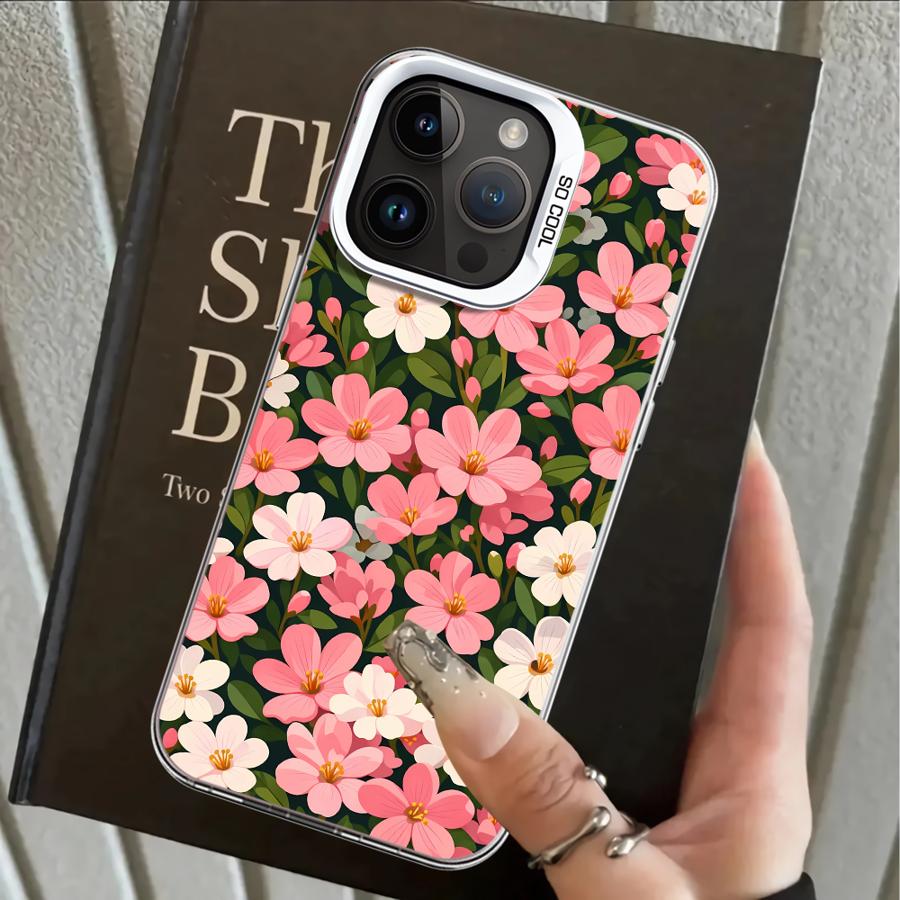 Case for iPhone 17 Pro Max 14 XS Air XR 16 15 Plus 13 Pro 12 11 Back Phone Cover Pink Flower Sea
