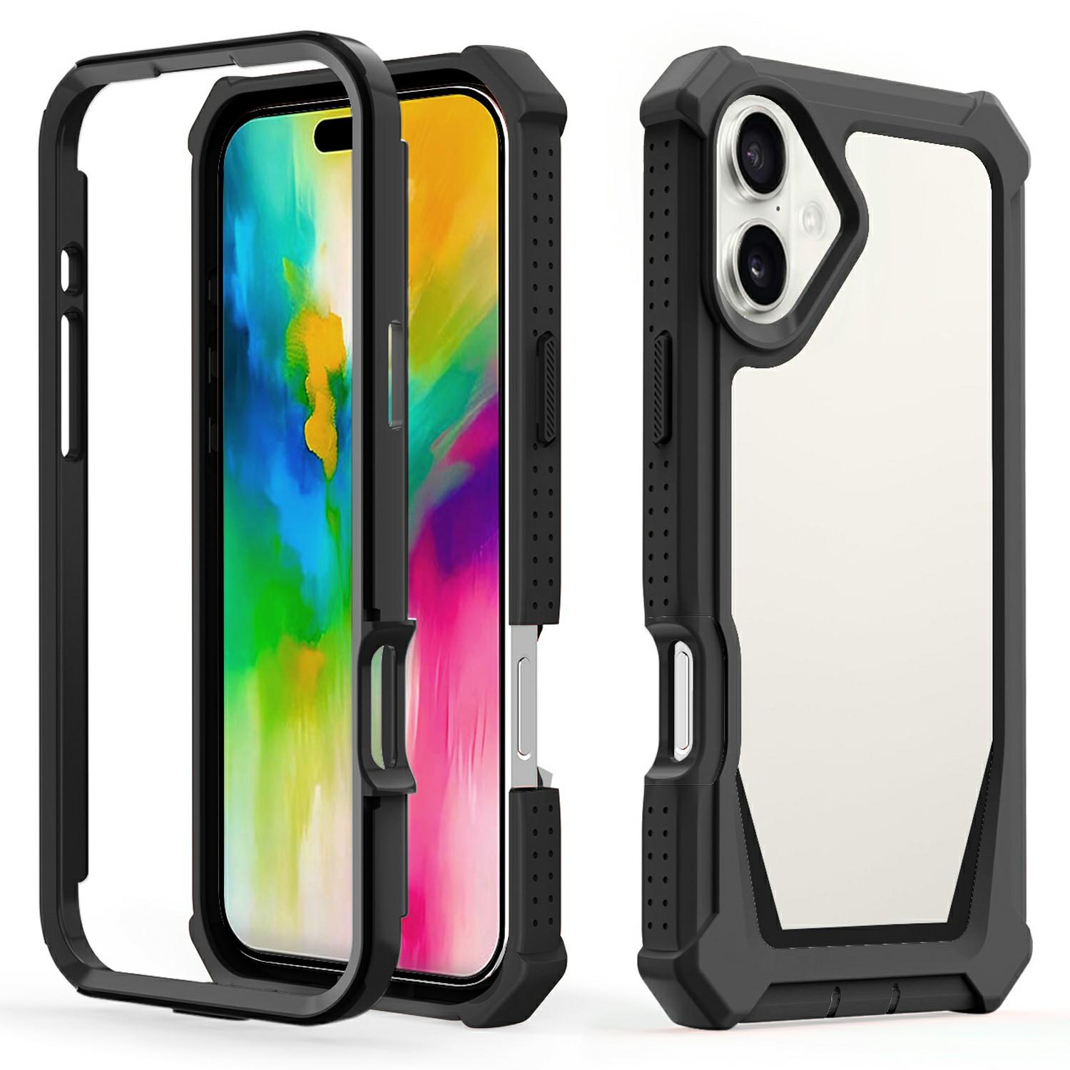 

For iPhone 16 Case Detachable 2 in 1 TPU + PC Shockproof Phone Back Cover A