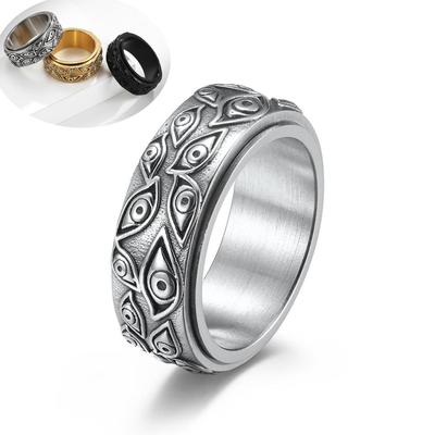 Men's Ring Stainless Steel Rotatable Retro Eye Design Woman Ring Jewelry Gift AVE