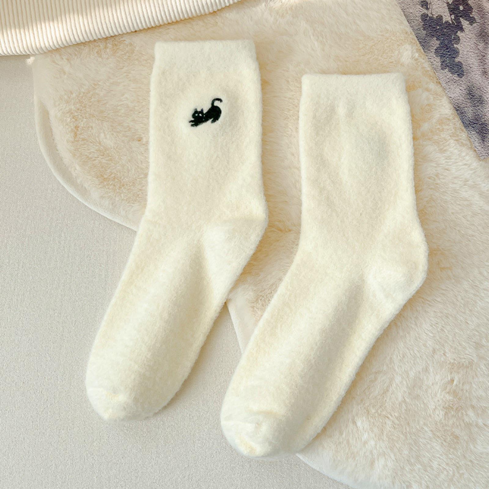 Winter Australian Velvet Women S Mid-Calf Socks, Cute Animal Mink Velvet Thickened And Warm Plush Postpartum Floor Socks One Size