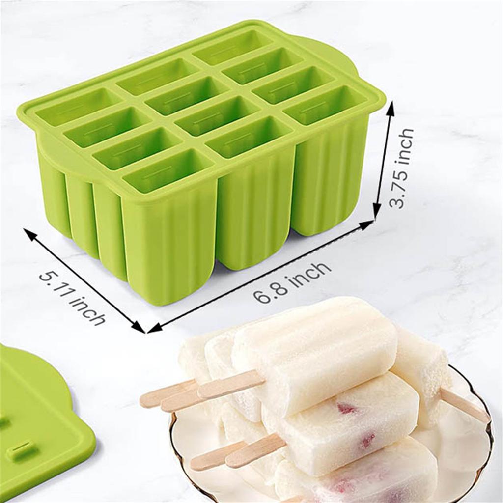 New Summer Hot Sales Ice Cream Tools With Wooden Sticks Silicone Popsicle Molds Custom Mini Silicone Ice Cream Popsicle Mold