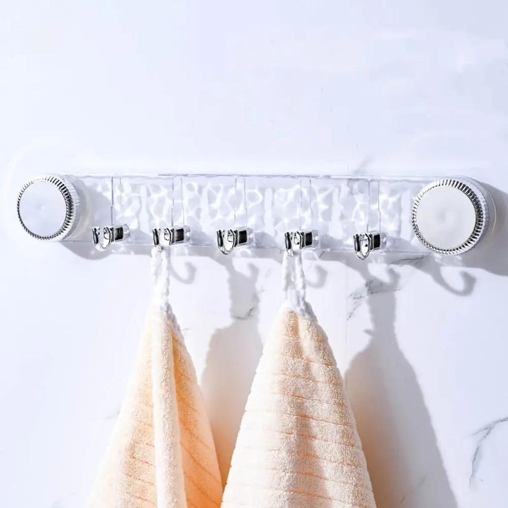 5 Hooks Rotating Suction Cup Hooks Traceless Robe Coat Hangers  for Bathroom Accessories