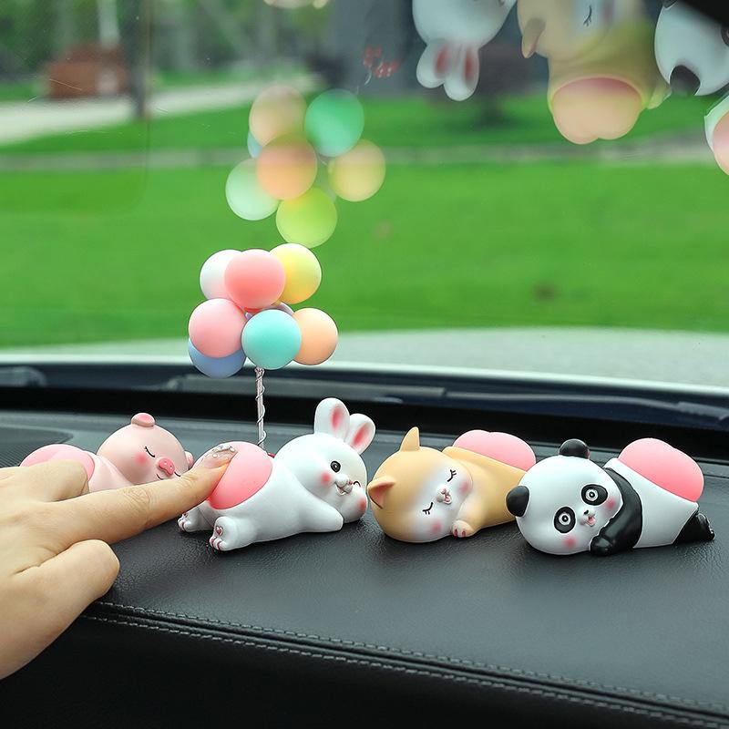Car Accessories Decor Funny Pig Doll Panda Rabbit Beat On The Buttocks Relax While Driving Fidget Toy Central Console Decoration