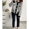 Knitted Sweater Cardigan New Small Fresh Imitation Mink Women's Fashion Design Sense Contrasting Striped Sweater