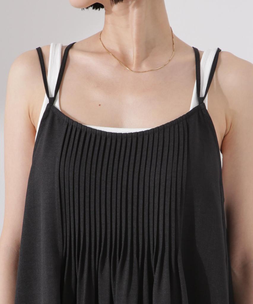 Nano Universe Front Pintuck Camisole F Women's Dress, 010, Black, 673-5119327