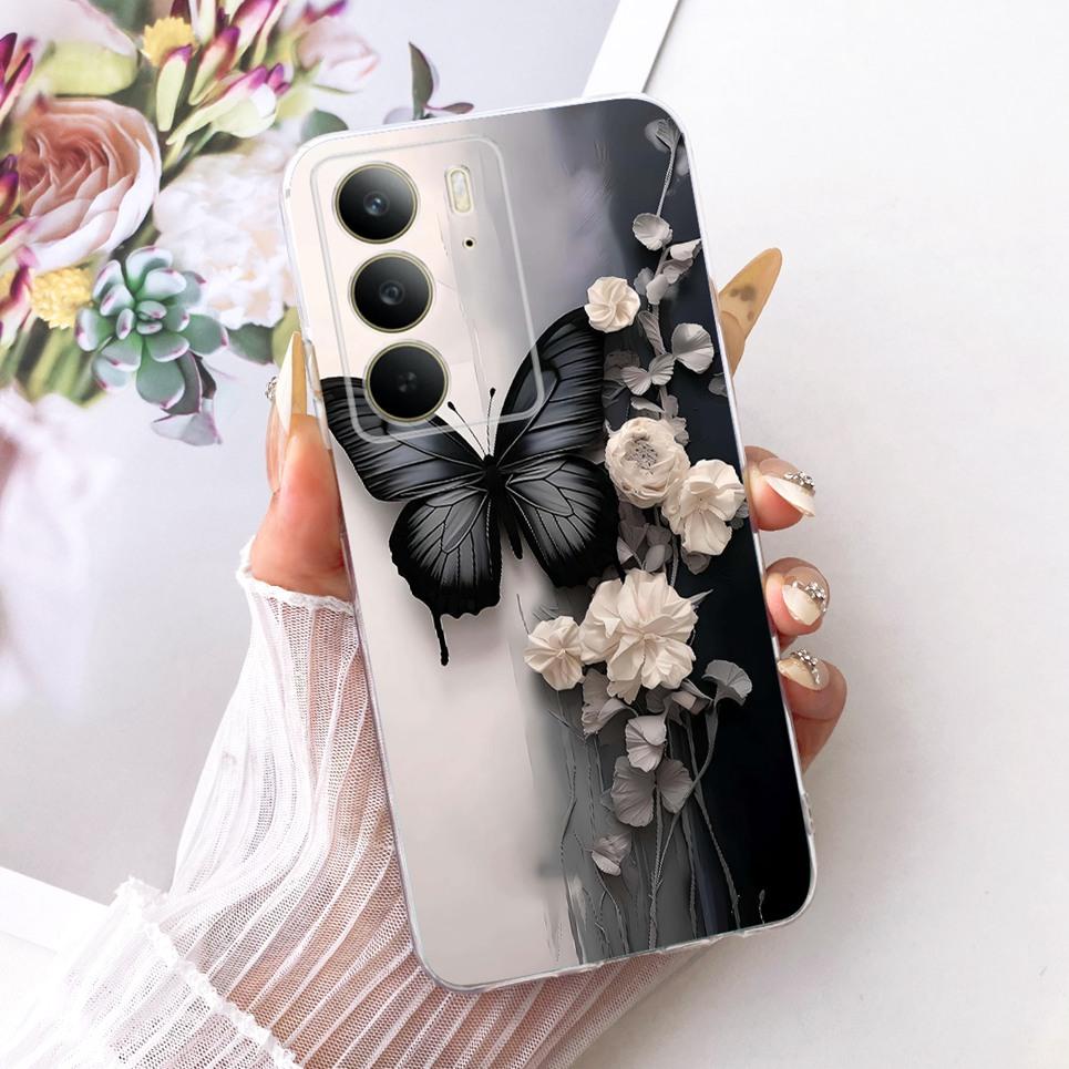 Soft Clear Silicone Casing For Realme C75 C75x RMX3941 Phone Case Cartoon Cat Dragon Flower Butterfly Pattern Back Cover