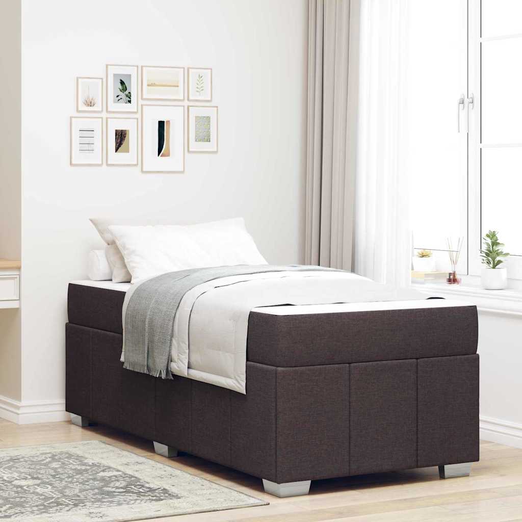 Bed Frame with Mattress Dark Brown 90 X 200 Cm Fabric