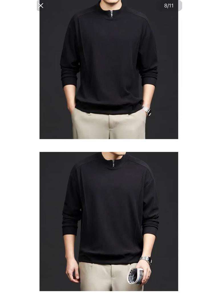 Men's Fleece Zipper Stand Collar Warm Pullover Shirt for Autumn & Winter