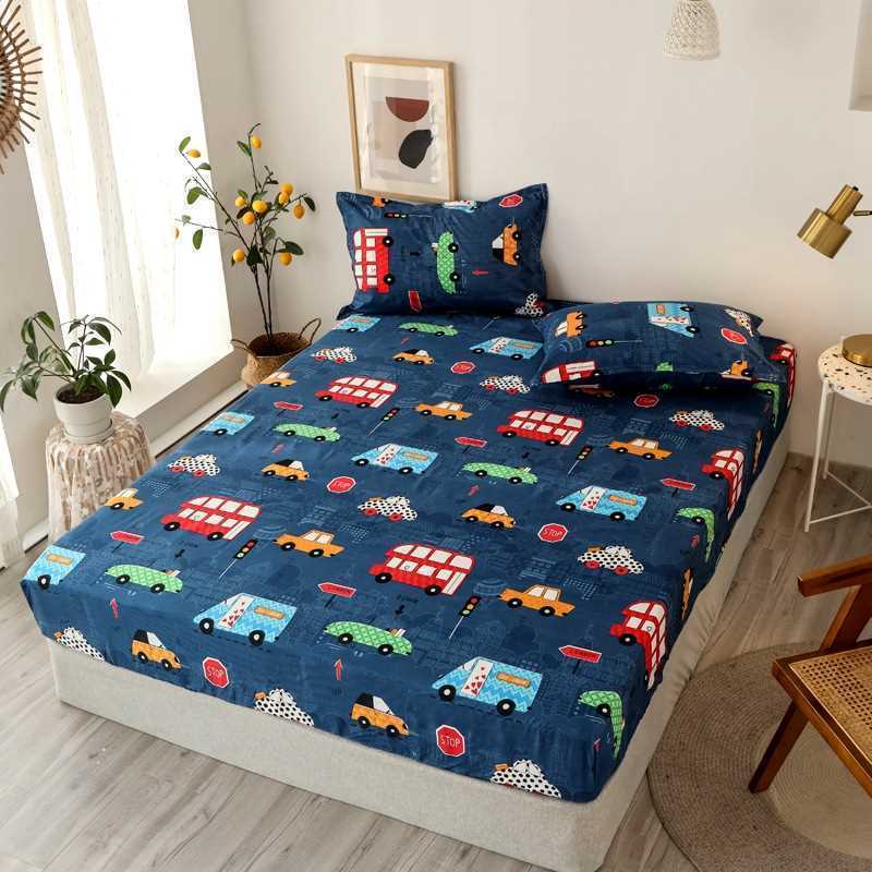 Home Textile Fashion Printed Fitted Sheet 1pcs Four Corner Elastic Band Bed Sheet Mattress Cover (Without Pillowcase)