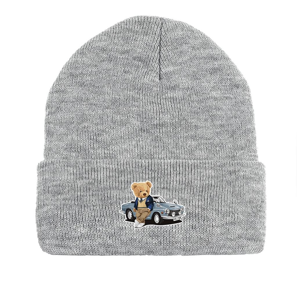 Bear Car Warm Knit Cap Beanie, Animal Man Cap Warm Winter Casual Bonnet Knit Hat Beanie