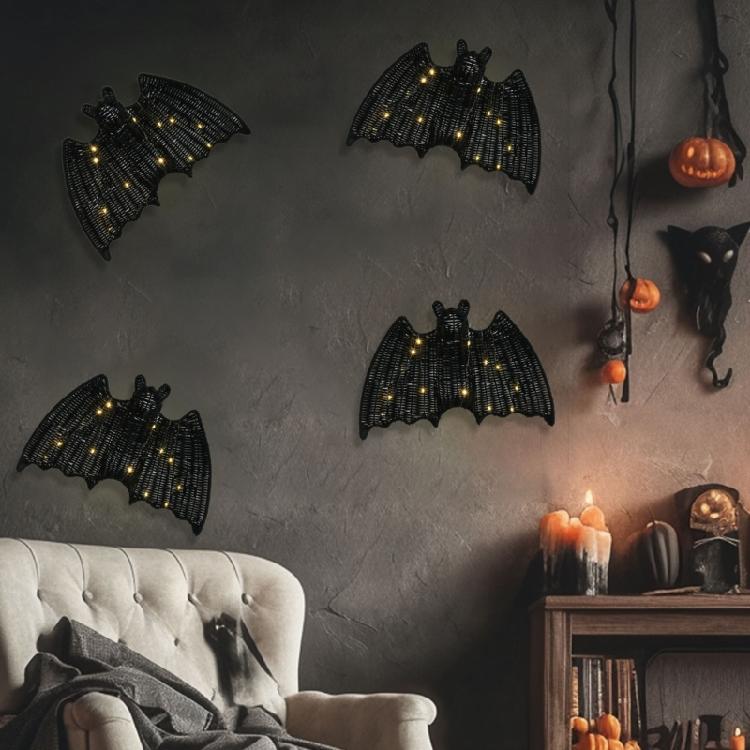 3D Iron Plastic Bat Ornament Halloween Party Essential Handcrafted Design For Porch Window Decoration