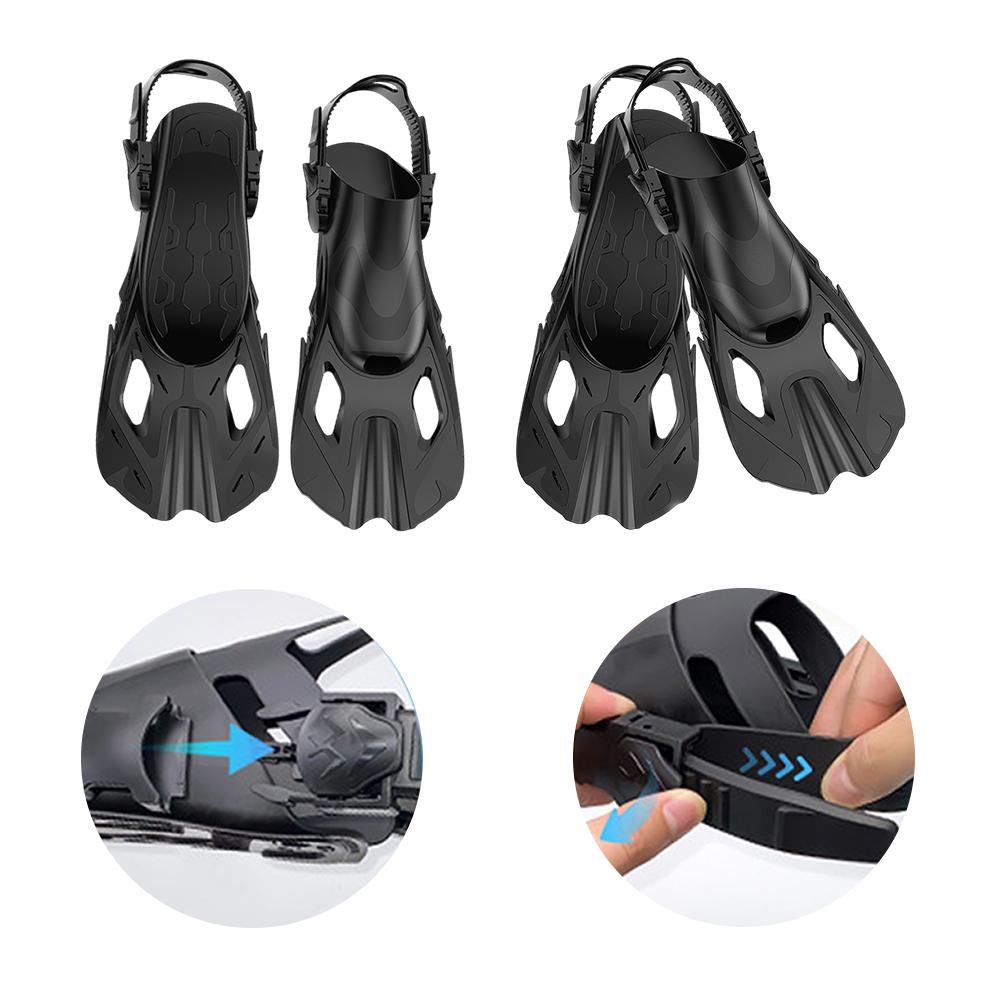 Snorkel Fins Swimming Flippers Adjustable Buckles Travel Size Swim Fins Open Heel Non Slip for Snorkeling Diving Swimming
