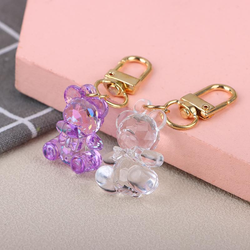 Cute  Bear Keychain Kawaii Airpods Key Chain Accessories Pendant For Clothes Backpack Keyring Phone Charm Couple Gift
