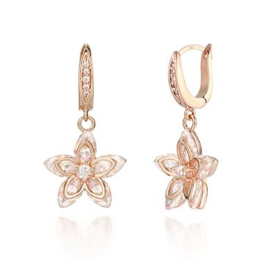 ELLE Jewelry 14K White Flower One-Touch Earrings (Gold Pin) ELGPEE282