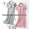 Women's Ruffle Short-Sleeve Nightgown with Chest Pad, Modal Spring/Summer Long Dress for Home Wear