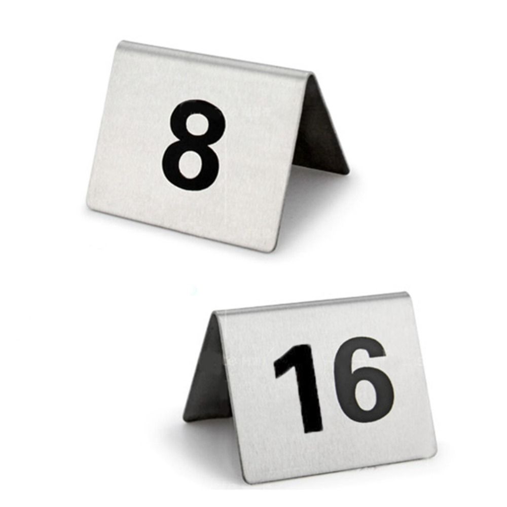 10 Stück/Set Tisch-Nummernschild aus Edelstahl, beidseitig nummeriert von 1 bis 20, digitale Karten-Schilder, nummerierte Tischkarten