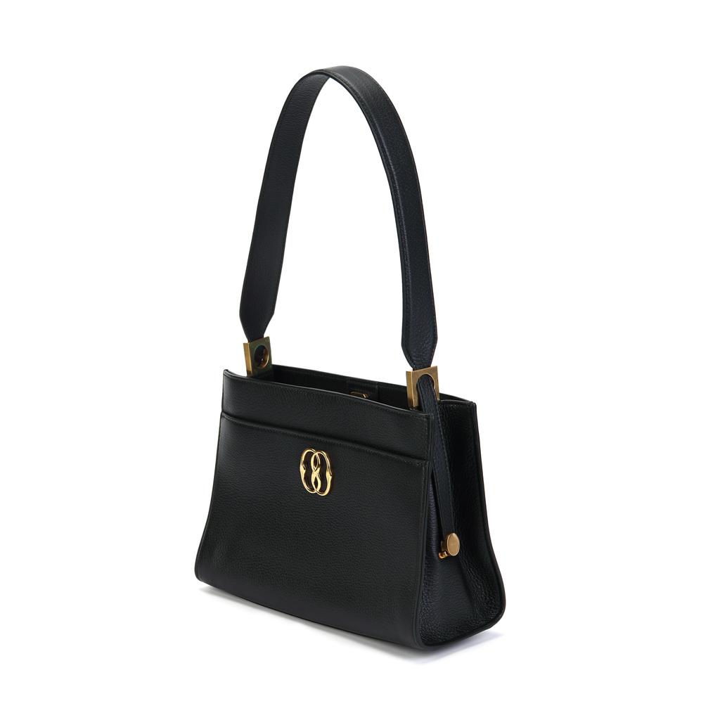 Bally Emblem Fashion Casual Solid Color Grain Leather Tote Shoulder Bag Women bags Black 6306504