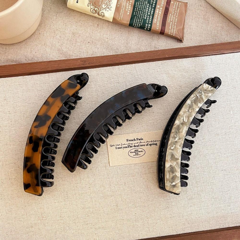 Acetic Acid Acetate Banana Clip Large Size Hairpin Creative Leopard Print Hair Clip  Daily