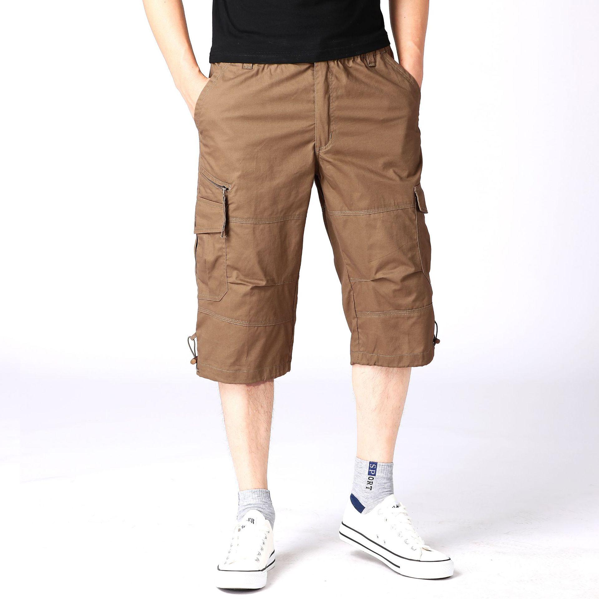 

Літні чоловічі повсякденні бавовняні шорти-карго Комбінезони з великою довжиною з декількома кишенями Гарячі бриджі Капрі Чоловічі тактичні короткі M-5XL XXL кавовий