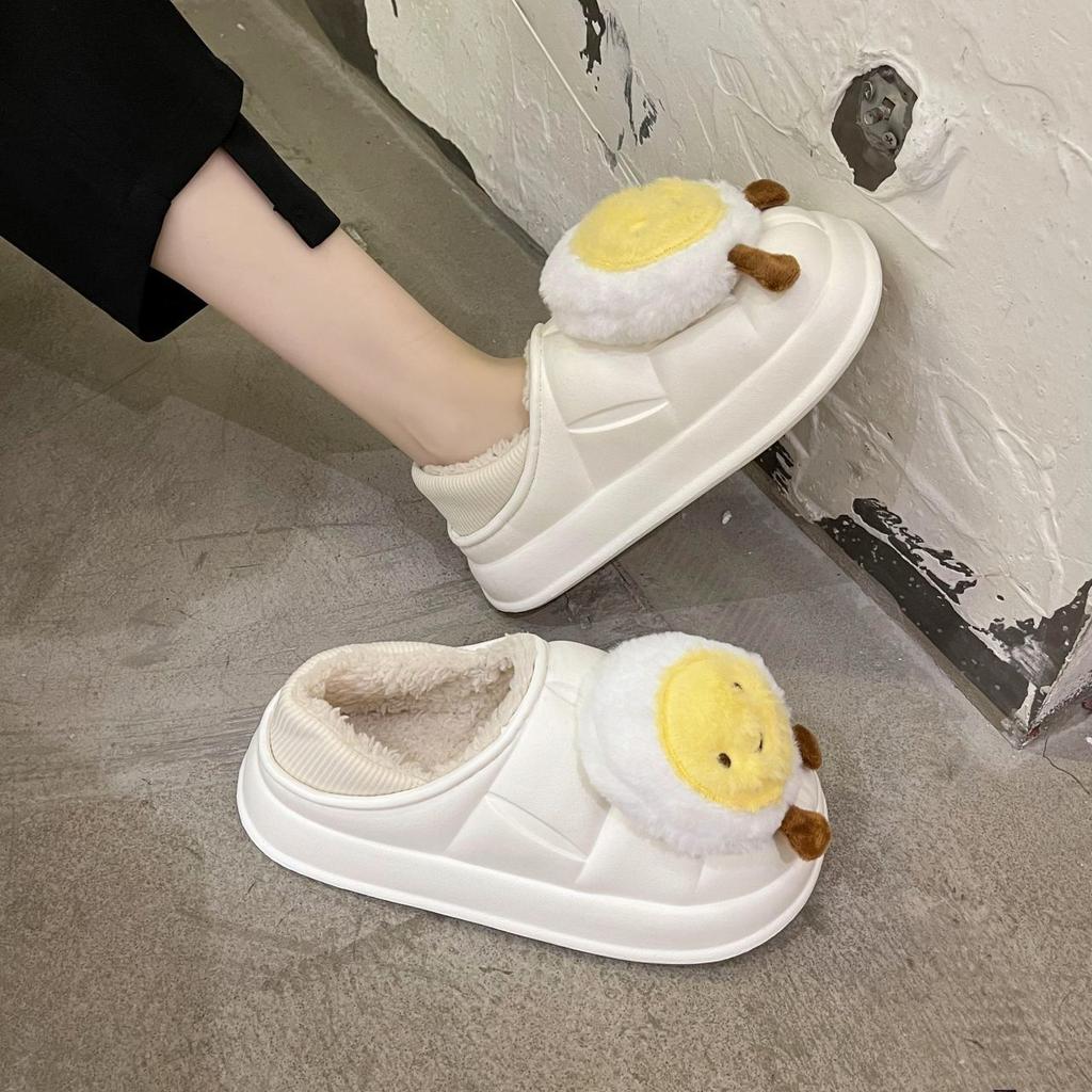 Fashion comfortable bag heel cotton slippers women's winter 2025 new velvet girl heart cute cartoon cotton shoes children