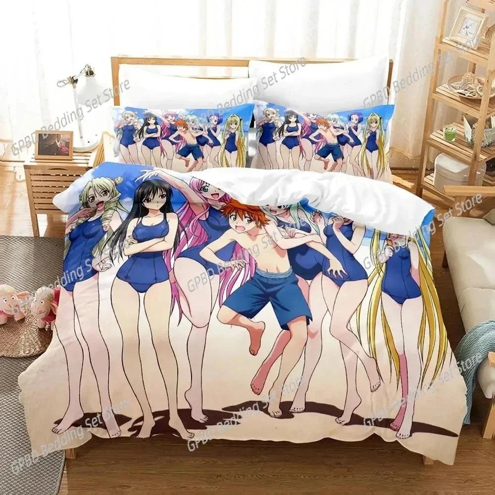 Luxury New 3D Print Anime Yami To LOVE-Ru Bedding Set Duvet Cover Bed Set Quilt Cover Pillowcase King Queen Size Boys Adult