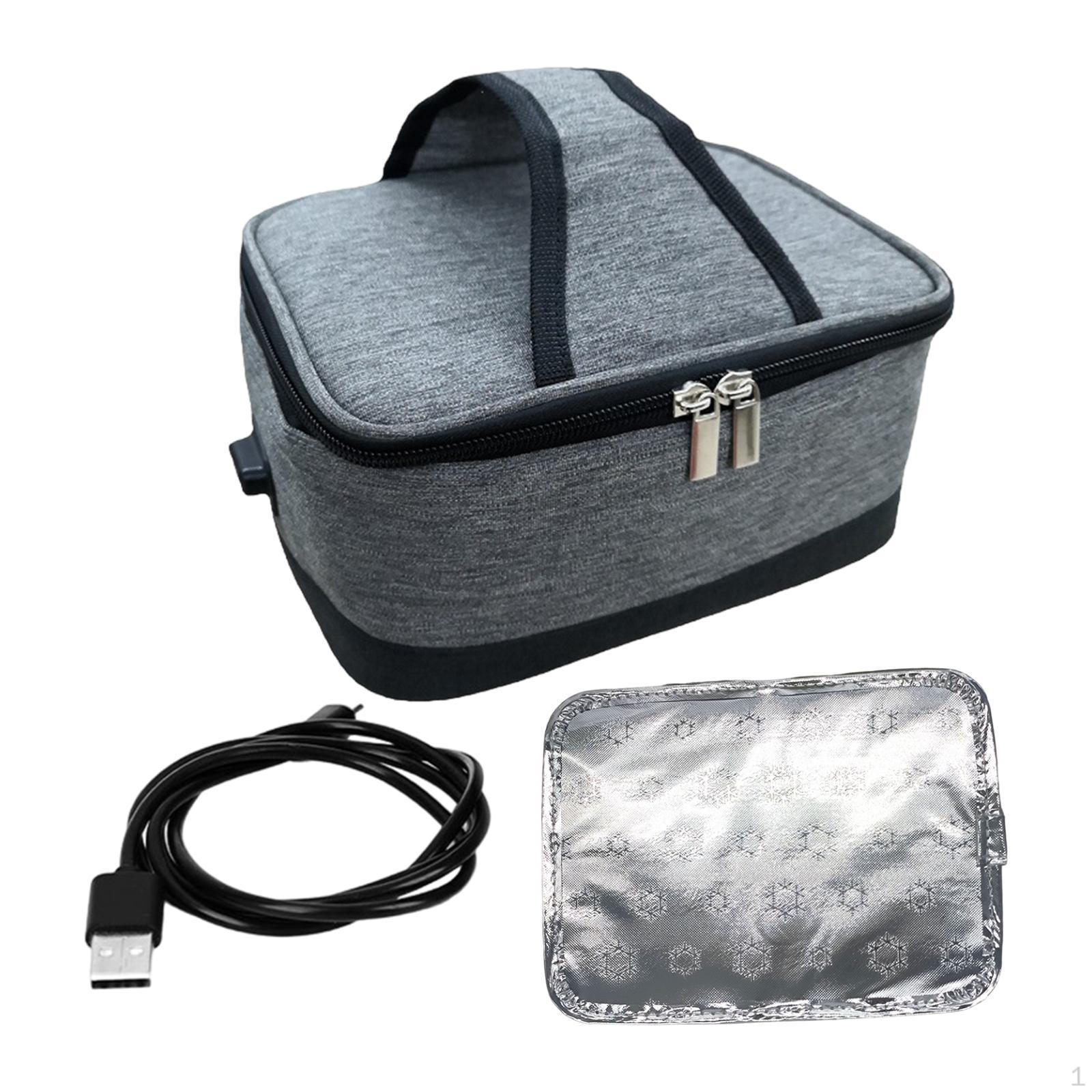 

Heated Lunch Box Electric Heating Bag Container with Zipper, USB Food Heater for серый