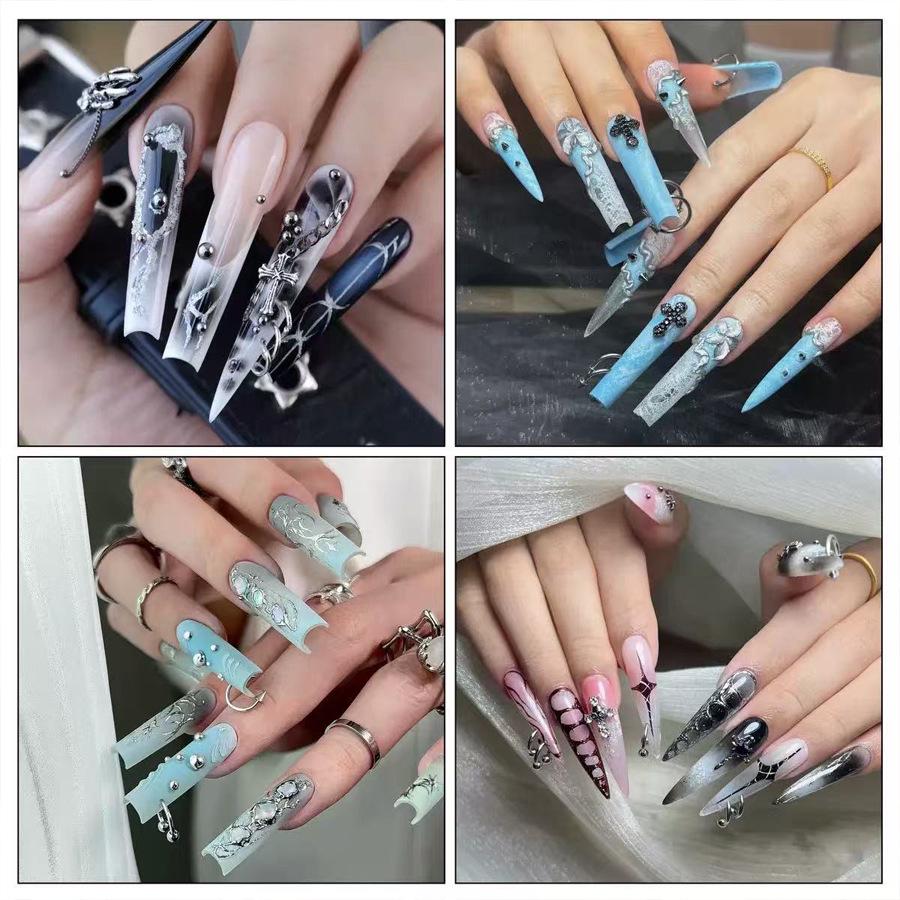 Detachable European & American Spicy Style Metal Nail Piercing Rivet Ornaments for DIY Nail Art.