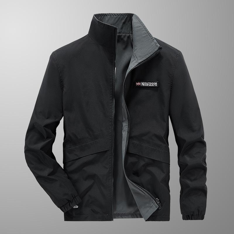 New Spring and Autumn Men's Casual Outdoor Work Jacket Double-sided Stand Collar Fashionable Men's Jacket Top