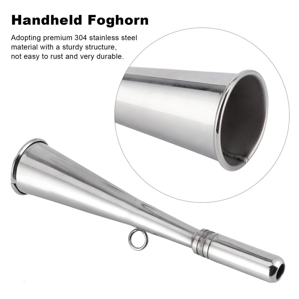 Handheld Foghorn Stainless Steel Fog Horn Removable Mouthpiece Accessory for Boat Parts