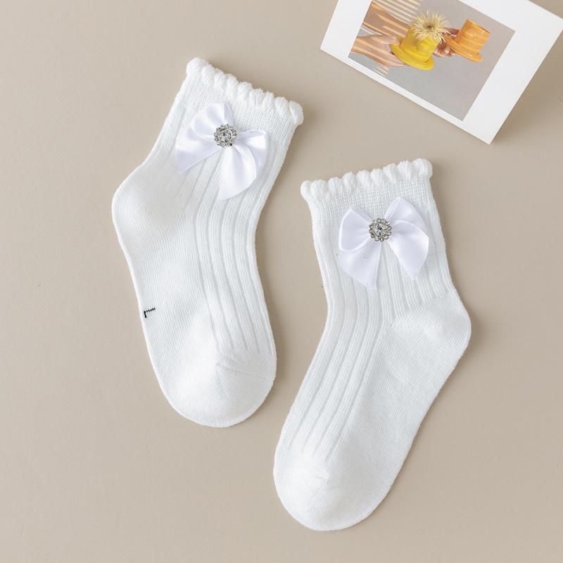 

Spring Autumn Kids Socks Baby Girls Cotton Socks Cute Bow Soft Toddlers Princess Children Tube Socken S белый