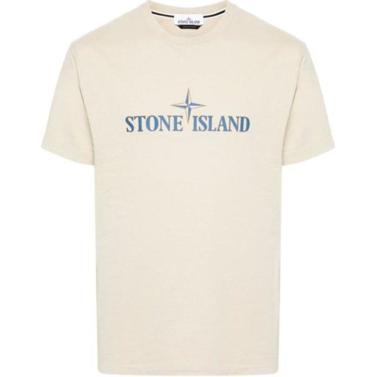 

Stone Island Logo Print Casual Crew Neck Short Sleeve T-Shirt Men Tops Plaster 81152NS80-V0097 M