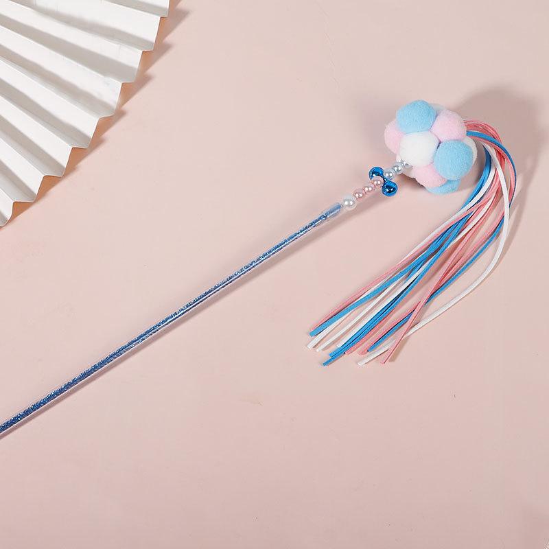 Cat teasing stick plush combination cat toy acrylic fairy cat teasing pole durable and bite resistant long pole cat toy