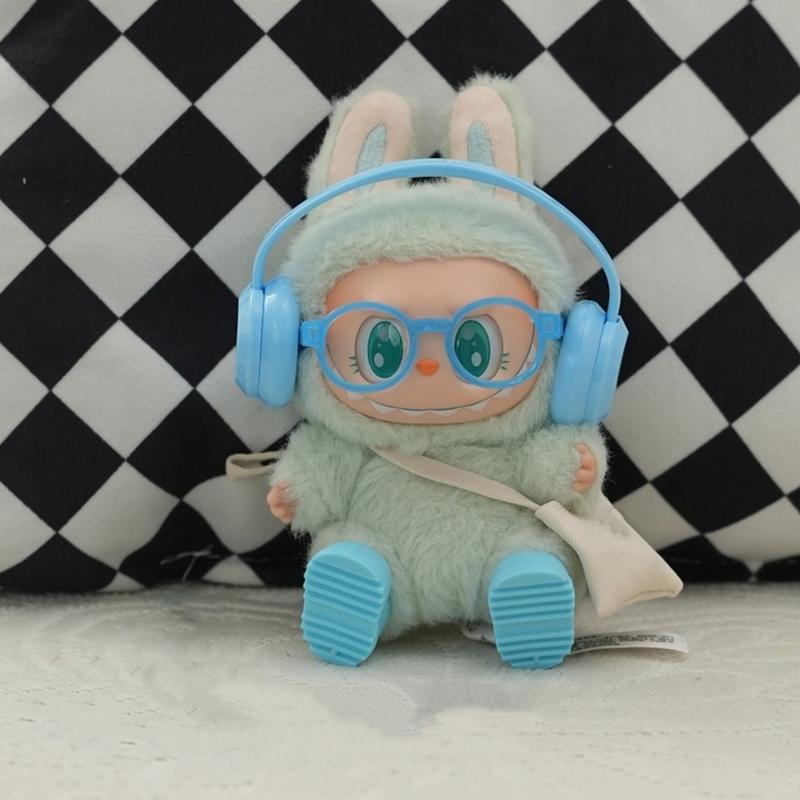 DIY doplňky pro boty labubu V1 V2 bez čoček brýle stylová plastová sluchátka plyšová dekorace panenky dárek k narozeninám