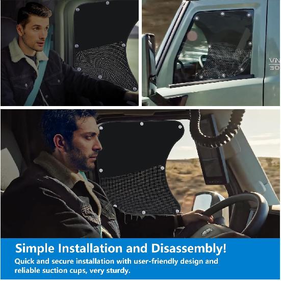 Side Window Sun Shade For Semi Truck, Upgarde Shade Interior UV Protection Truck Windows Shades RV Semi Truck Accessories Compatible With