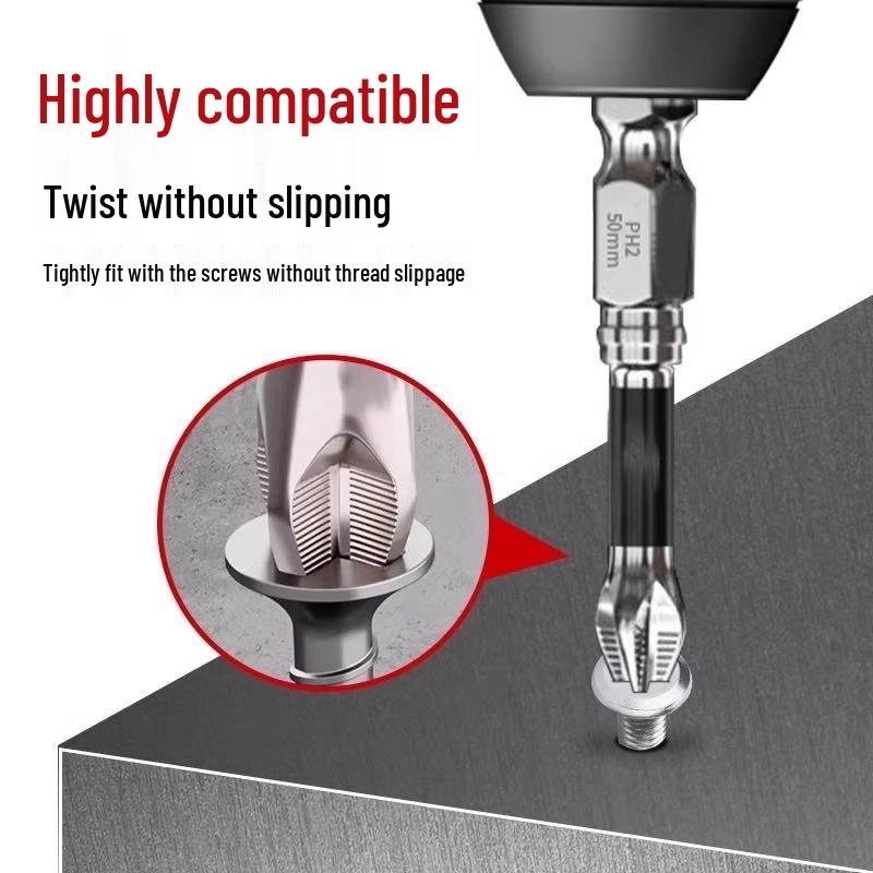 Impact-Resistant Non-Slip Phillips Head Bits: Strong Magnetic, High Hardness, Hex Wind Set for Electric Drills and Screwdrivers.