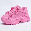 Fashion Autumn Mesh Pink Platform Sneakers Chunky Breathable Casual Shoes Woman Shoes Slip On Thick Sole Ladies Shoes Height Increase