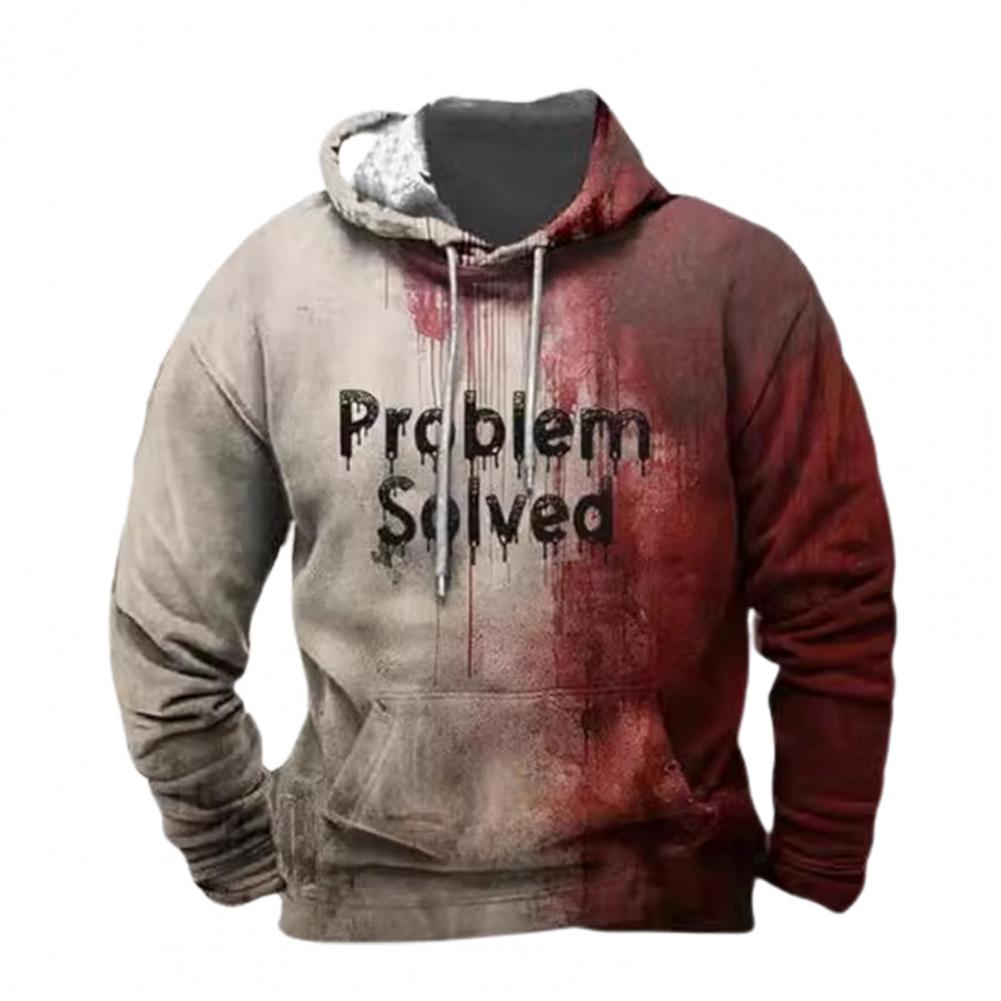 Unisex mikina s kapucí Bloodstain tisk Halloween Haunted House Cosplay Top Stahovací šňůrka Kapsa s kapucí Dlouhé rukávy Volná Mikina