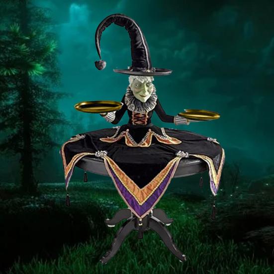 Halloween Witch Tray Multi-purpose Realistic Reusable Anti-fade Delicate Festival Prop Resin Crafts Halloween Desktop Harlequin Witch Server for Party