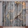 2Pcs Polyester Nordic Inspired Marble Printing Window Curtains Birthday Party Decoration Backdrop Drapes for Living Room