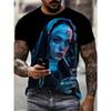 Męska Koszulka z Nadrukiem 3D Mroczna Zakonnica Tajemniczy Fajny Wzór T-shirty Letnie Codzienne Okrągły Dekolt Krótki Rękaw Topy Koszulki Streetwear