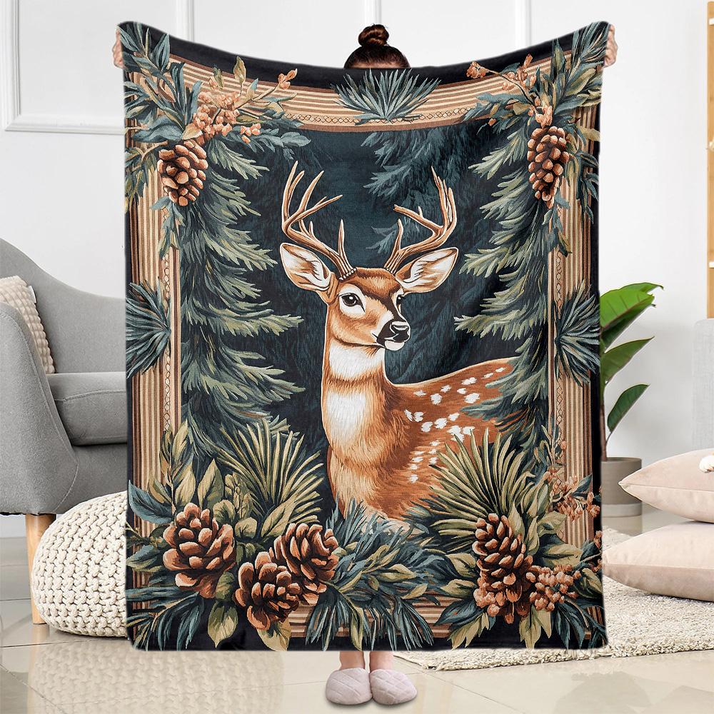 Deer In The Forest flannel,Lightweight,Flannel Blanket,Comfortable Blanket, Sofa Blanket, gift blankets,Holiday gift blanket Blankets