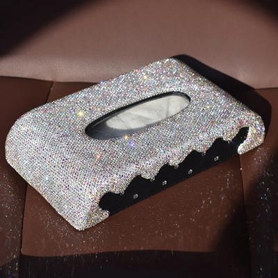 Diamanten Auto Stoel Tissue Doos Glitter Schitterende Strass Auto Decoraties Gepersonaliseerde Stoel Tissue Doos Auto Essentiële Accessoires