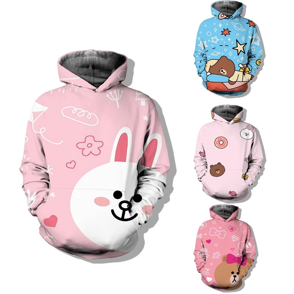 Buy Brown Bear Connie Rabbit Hoodie 3D Digital Print Clothing Cartoon ...